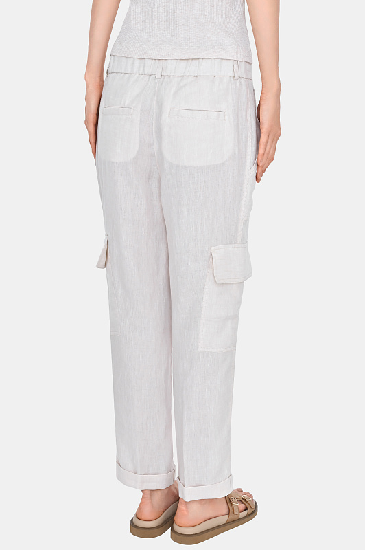 Брюки из льна с карманами