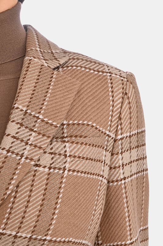 Клетчатый жакет на пуговицах KITON Бежевый Женский D62518K0549B0