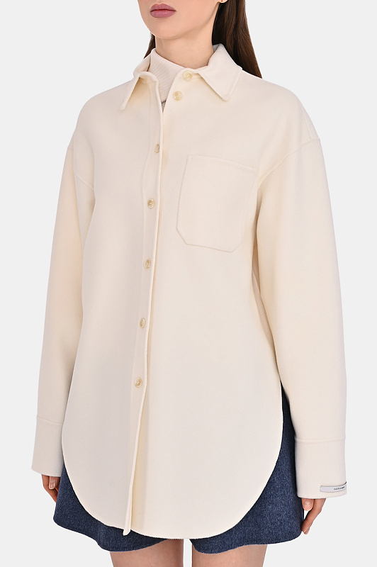 Шерстяная блуза-рубашка SPORTMAX Молочный Женский RIBER 2522196013600 Шерстяная блуза-рубашка SPORTMAX Молочный Женский RIBER 2522196013600