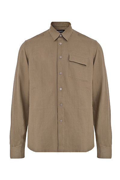 Льняная рубашка с карманом KITON