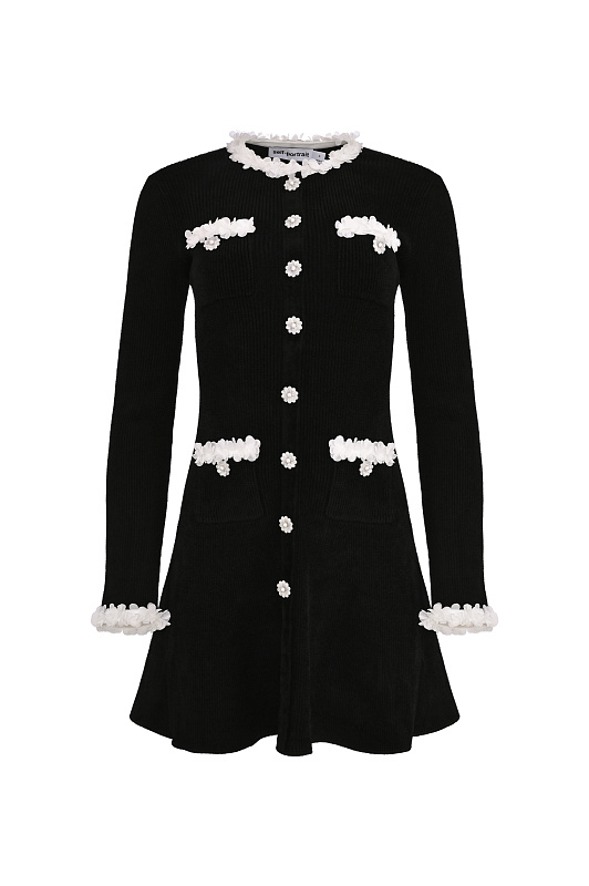 Трикотажное платье с отделкой SELF PORTRAIT Черный Женский AW26099SB Трикотажное платье с отделкой SELF PORTRAIT Черный Женский AW26099SB