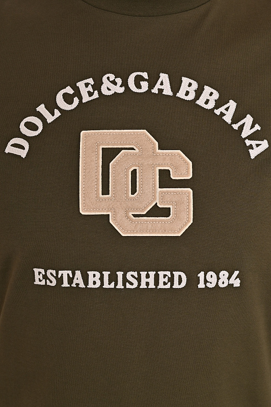 Хлопковая футболка DOLCE & GABBANA  Темно-зеленый Мужской G8RN8Z G7PPA