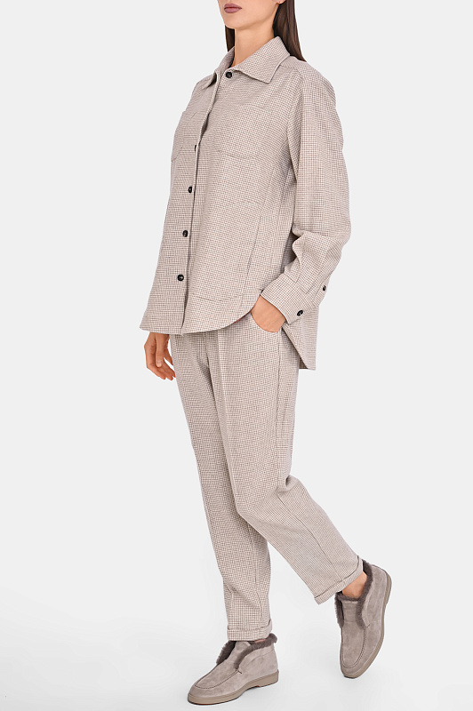 Зауженные брюки в клетку KITON Бежевый Женский D37102K0546I0 Зауженные брюки в клетку KITON Бежевый Женский D37102K0546I0