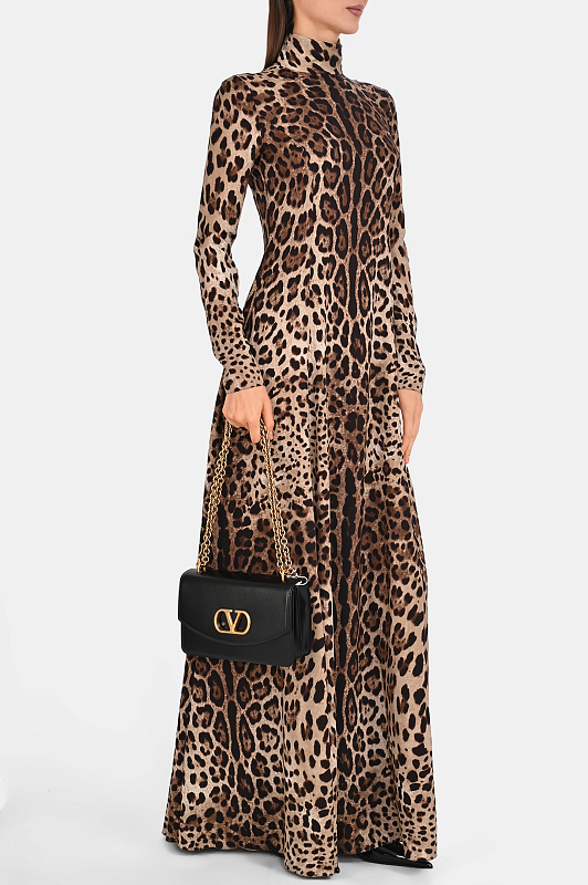 Платье макси с леопардом DOLCE & GABBANA  Леопардовый Женский F612KT FSADD