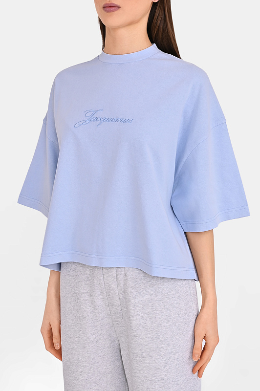 Свободная блуза с логотипом JACQUEMUS Синий Женский TSW00590AJ00045