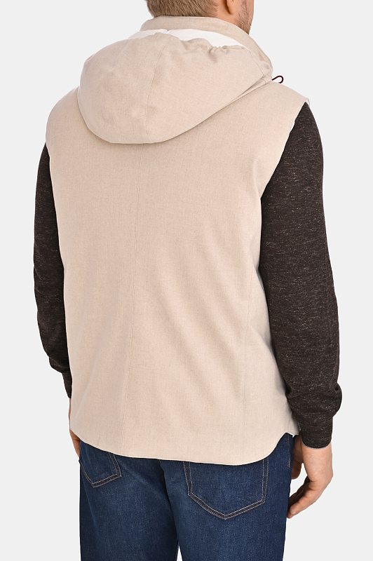 Стеганый жилет с капюшоном BRUNELLO CUCINELLI Бежевый Мужской MM4701775 Стеганый жилет с капюшоном BRUNELLO CUCINELLI Бежевый Мужской MM4701775