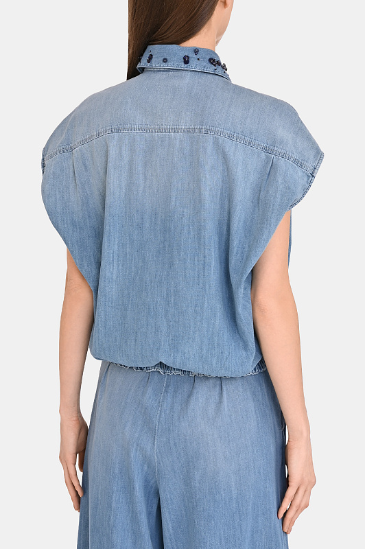 Джинсовый топ FABIANA FILIPPI  Голубой Женский CAD275F598