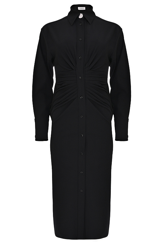 Вискозное платье-дюймовочка со сборками SPORTMAX Черный Женский PIRANIA 2522226061600 Вискозное платье-дюймовочка со сборками SPORTMAX Черный Женский PIRANIA 2522226061600