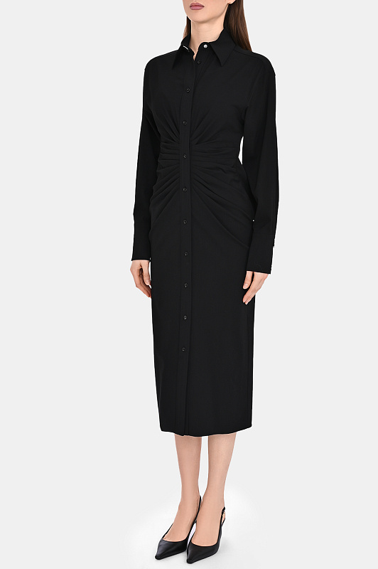 Вискозное платье-дюймовочка со сборками SPORTMAX Черный Женский PIRANIA 2522226061600 Вискозное платье-дюймовочка со сборками SPORTMAX Черный Женский PIRANIA 2522226061600