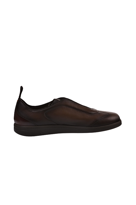 Кожаные кеды без шнурков SANTONI Темно-коричневый Мужской MBPG22109DKTTOILS50 Кожаные кеды без шнурков SANTONI Темно-коричневый Мужской MBPG22109DKTTOILS50