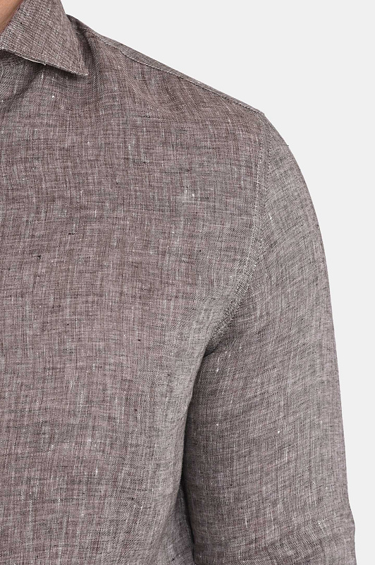 Льняная рубашка классика BRUNELLO CUCINELLI Коричневый Мужской MM6840627 Льняная рубашка классика BRUNELLO CUCINELLI Коричневый Мужской MM6840627