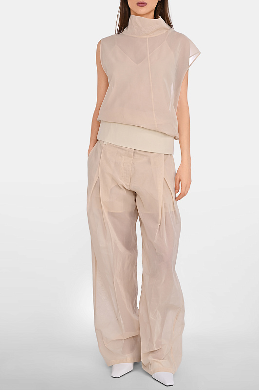 Хлопковые брюки SPORTMAX Молочный Женский SPSFERITO 2612131033600