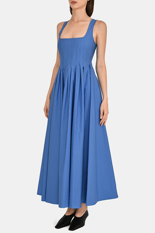Хлопковое платье миди SPORTMAX Синий Женский SPXGIRO 2612221092600