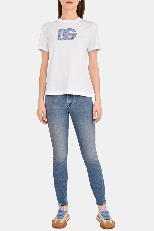 Зауженные джинсы DOLCE & GABBANA  Голубой Женский FTC67D G8OC7