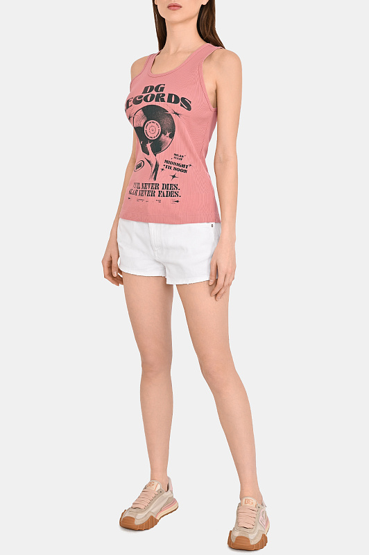 Хлопковый топ с принтом DOLCE & GABBANA Розовый Женский F8V40T GDDND Хлопковый топ с принтом DOLCE & GABBANA Розовый Женский F8V40T GDDND