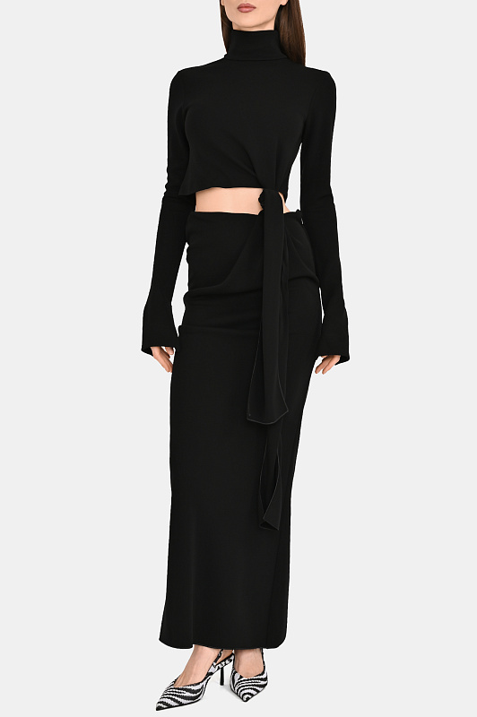 Вискозное платье с вырезом SPORTMAX Черный Женский SPXSCOUT 2612621041600