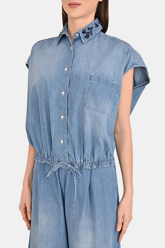 Джинсовый топ FABIANA FILIPPI  Голубой Женский CAD275F598