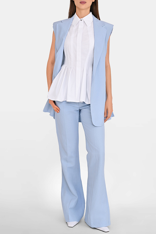 Удлиненный жилет SPORTMAX Голубой Женский SPXMAGGIO 2612281012600 Удлиненный жилет SPORTMAX Голубой Женский SPXMAGGIO 2612281012600