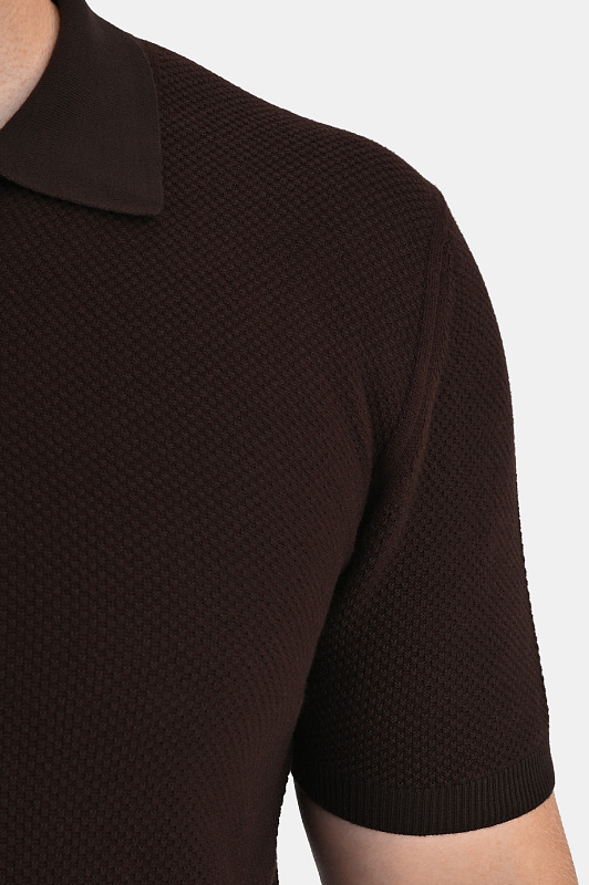 Фактурное поло CANALI Темно-коричневый Мужской C0127MK02461