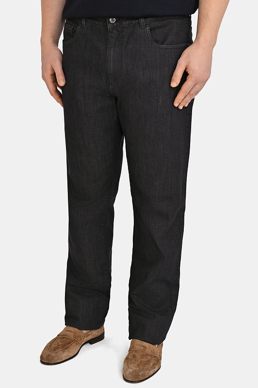 Хлопковые джинсы прямые CANALI Черный Мужской 91719PD00018 Хлопковые джинсы прямые CANALI Черный Мужской 91719PD00018