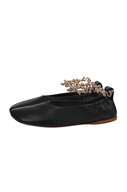 Кожаные балетки SPORTMAX Черный Женский SPXNURAGHE 2612521012600 Кожаные балетки SPORTMAX Черный Женский SPXNURAGHE 2612521012600