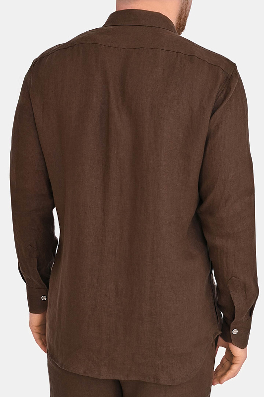 Льняная рубашка KITON Коричневый Мужской UMCBUBAH096901 Льняная рубашка KITON Коричневый Мужской UMCBUBAH096901