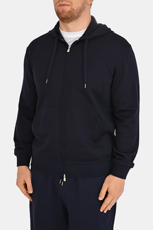 Трикотажная толстовка с капюшоном BRUNELLO CUCINELLI Темно-синий Мужской MM8359069G Трикотажная толстовка с капюшоном BRUNELLO CUCINELLI Темно-синий Мужской MM8359069G