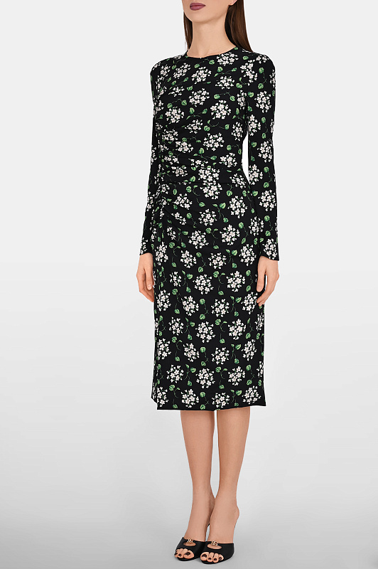 Шелковое платье миди DOLCE & GABBANA  Черный Женский F664HTFSA85