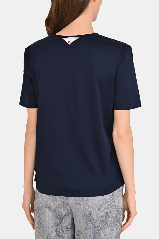 Хлопковая футболка KITON Темно-синий Женский D61449H08051 Хлопковая футболка KITON Темно-синий Женский D61449H08051