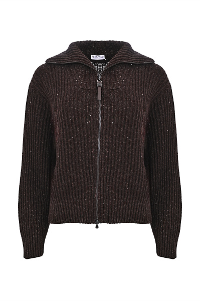 Вязаный кардиган на молнии BRUNELLO CUCINELLI Вязаный кардиган на молнии BRUNELLO CUCINELLI