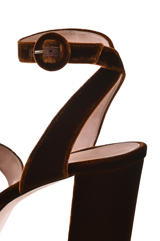 Бархатные босоножки GIANVITO ROSSI Темно-коричневый Женский G32621.70RIC.VELBROW