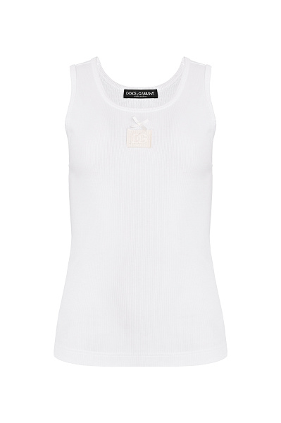 Хлопковый топ с логотипом DOLCE & GABBANA Хлопковый топ с логотипом DOLCE & GABBANA