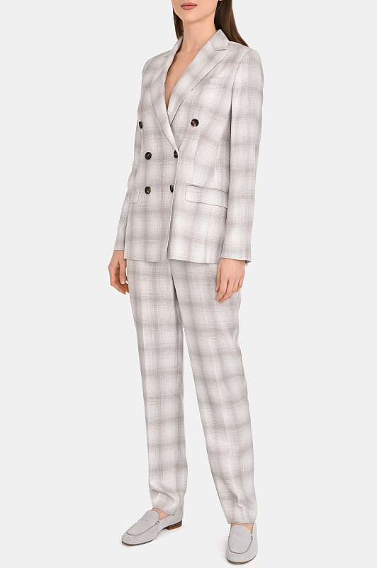 Вискозные брюки в клетку KITON Серый Женский D48125K0922G08000 Вискозные брюки в клетку KITON Серый Женский D48125K0922G08000
