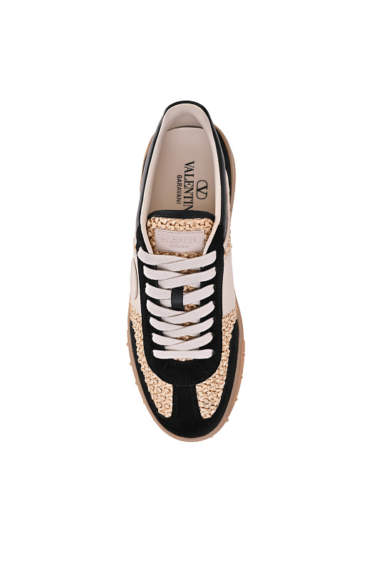 Кожаные кеды с плетением VALENTINO GARAVANI Бежевый Женский 8W2S0IL9DPK 9ZY