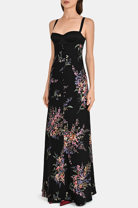 Шелковое платье макси DOLCE & GABBANA Черный Женский F60G8TFSA8N Шелковое платье макси DOLCE & GABBANA Черный Женский F60G8TFSA8N