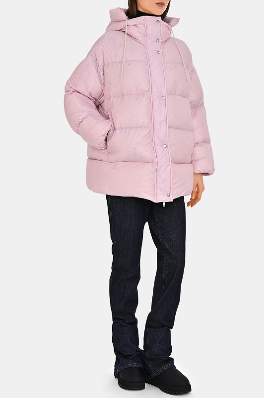 Стёганый пуховик с капюшоном JIL SANDER Розовый Женский J40AF0183 J70007