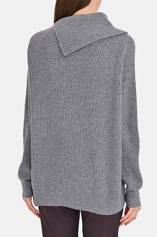 Вязаный свитер с молнией SPORTMAX Серый Женский SALPA 2522366032600