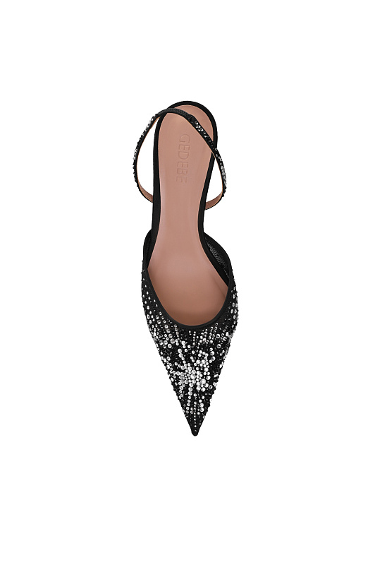 Сетчатые босоножки со стразами GEDEBE Черный Женский ANITTA SLINGBACK 55