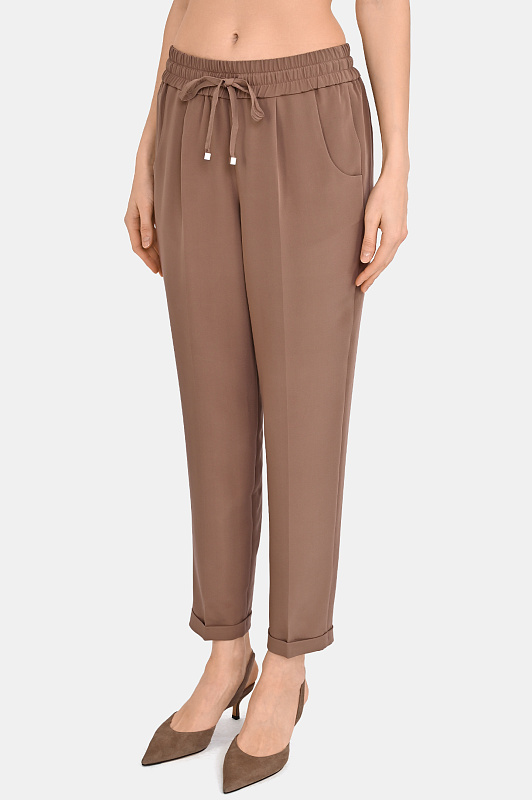 Шелковые брюки с кулиской KITON Какао Женский D37102K0977A3800D Шелковые брюки с кулиской KITON Какао Женский D37102K0977A3800D