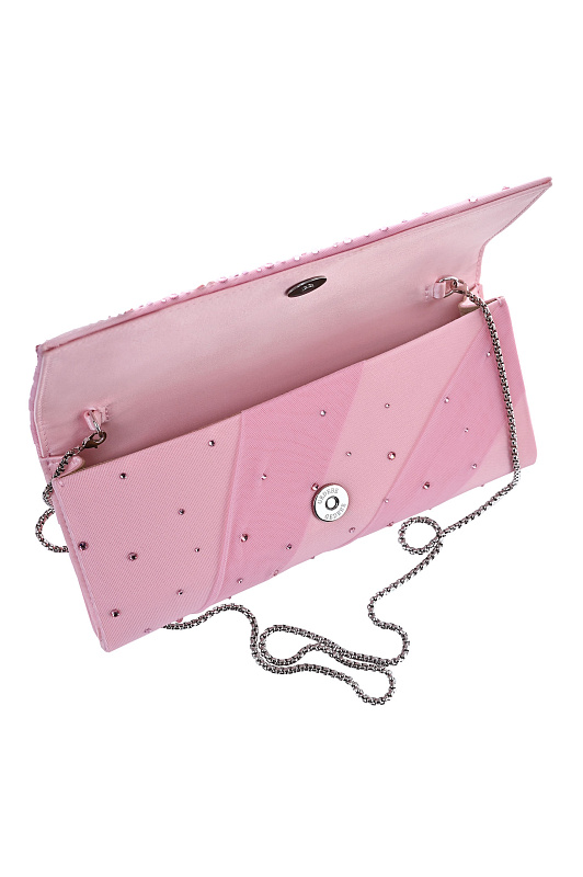 Атласный клатч со стразами GEDEBE Розовый Женский ENVELOPE DRAPE