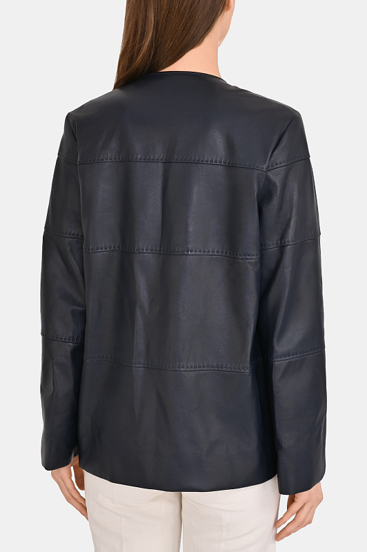 Кожаная куртка прямого кроя KITON Темно-синий Женский D61575K0949H01003 Кожаная куртка прямого кроя KITON Темно-синий Женский D61575K0949H01003