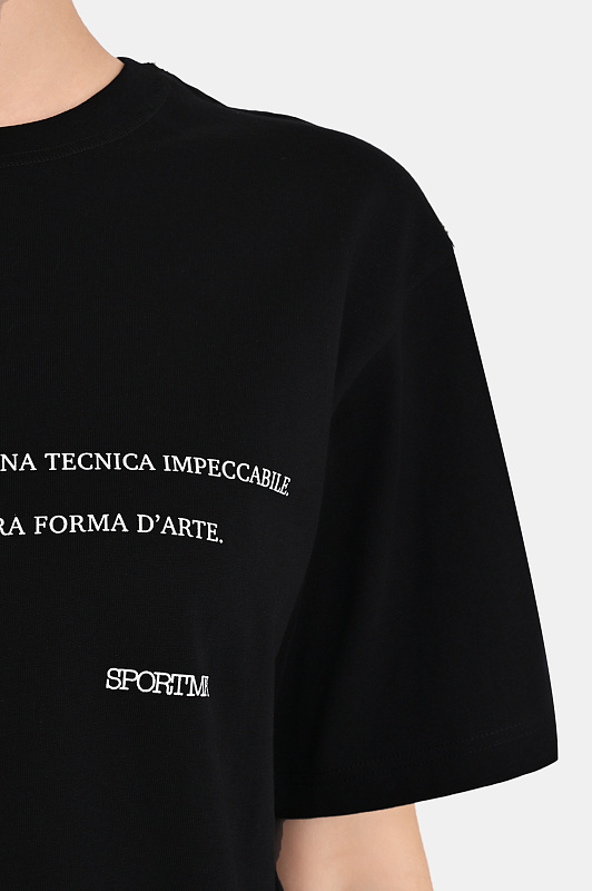 Хлопковая футболка с надписью SPORTMAX Черный Женский SPDQUIETE 2612971015600