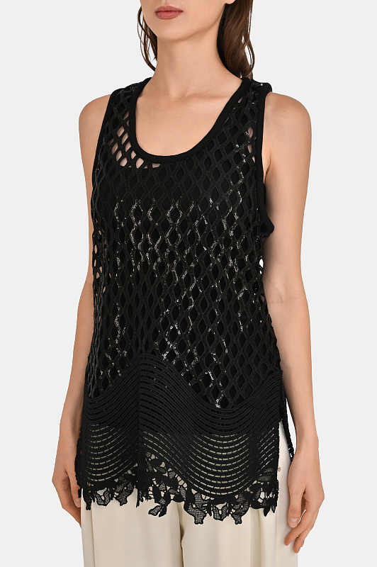 Ажурная блуза SPORTMAX Черный Женский SPXAQUILE 2612931022600 Ажурная блуза SPORTMAX Черный Женский SPXAQUILE 2612931022600