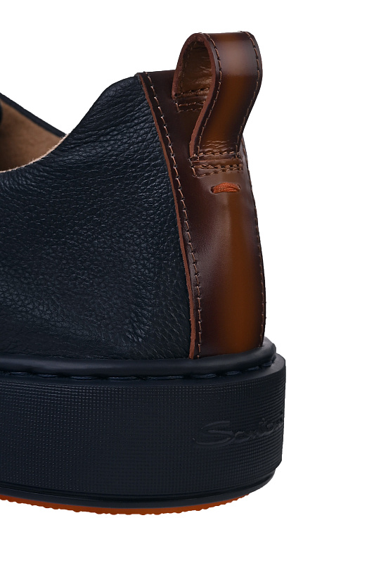 Кожаные кеды SANTONI Темно-синий Мужской MBCG21995OCAKLLDU55