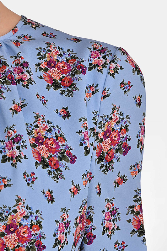 Шелковое платье с цветами DOLCE & GABBANA Голубой Женский F60HMTFSA78 Шелковое платье с цветами DOLCE & GABBANA Голубой Женский F60HMTFSA78