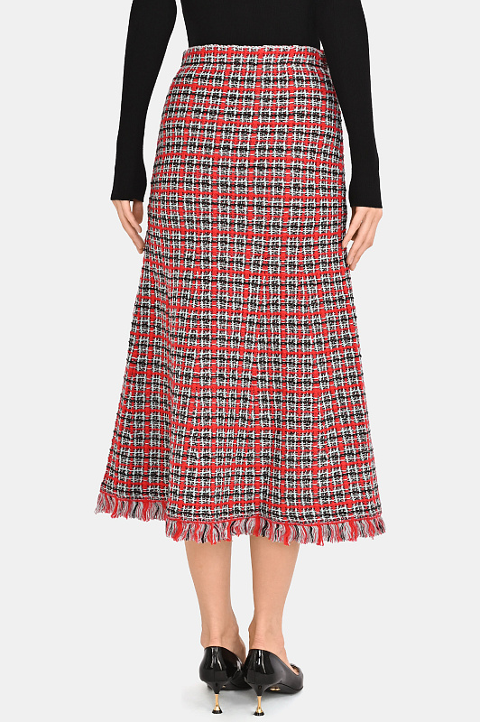 Юбка миди с бахромой SELF PORTRAIT  Красный Женский AW26146MSKR