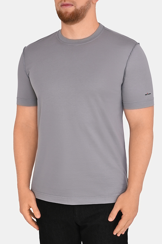 Хлопковая футболка KITON Серый Мужской UMK08920