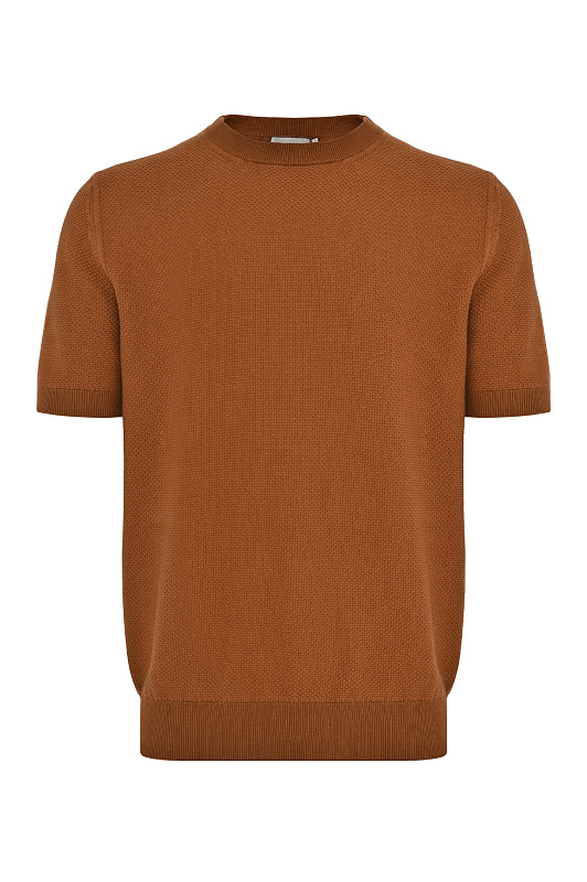 Хлопковый джемпер фактурный CANALI Коричневый Мужской C0719MK02461 Хлопковый джемпер фактурный CANALI Коричневый Мужской C0719MK02461