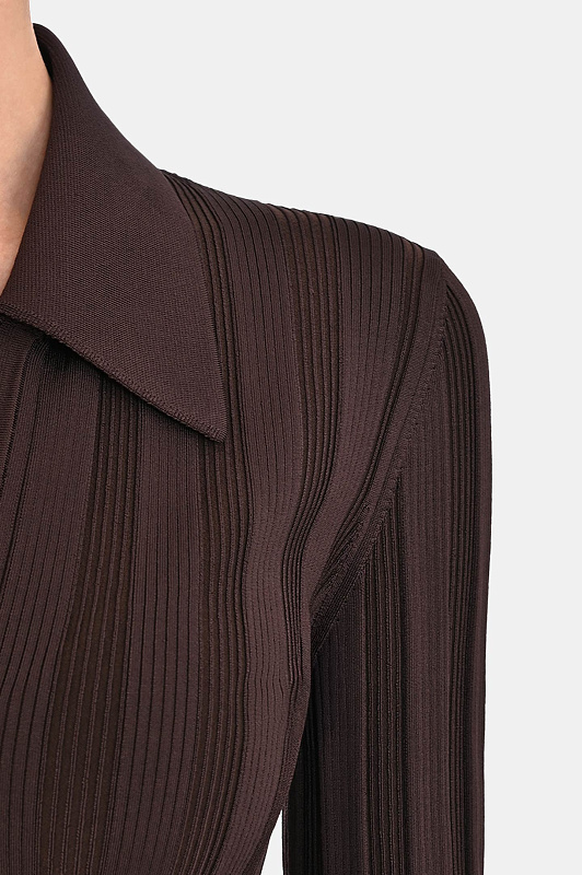 Трикотажный кардиган плиссе SPORTMAX Темно-коричневый Женский ALBIO1234 2522346013600