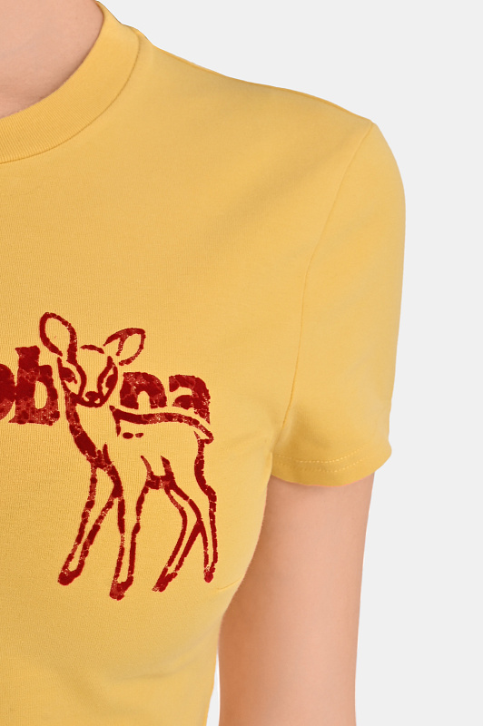 Хлопковая футболка DOLCE & GABBANA Желтый Женский F8W08T GDDM9 Хлопковая футболка DOLCE & GABBANA Желтый Женский F8W08T GDDM9